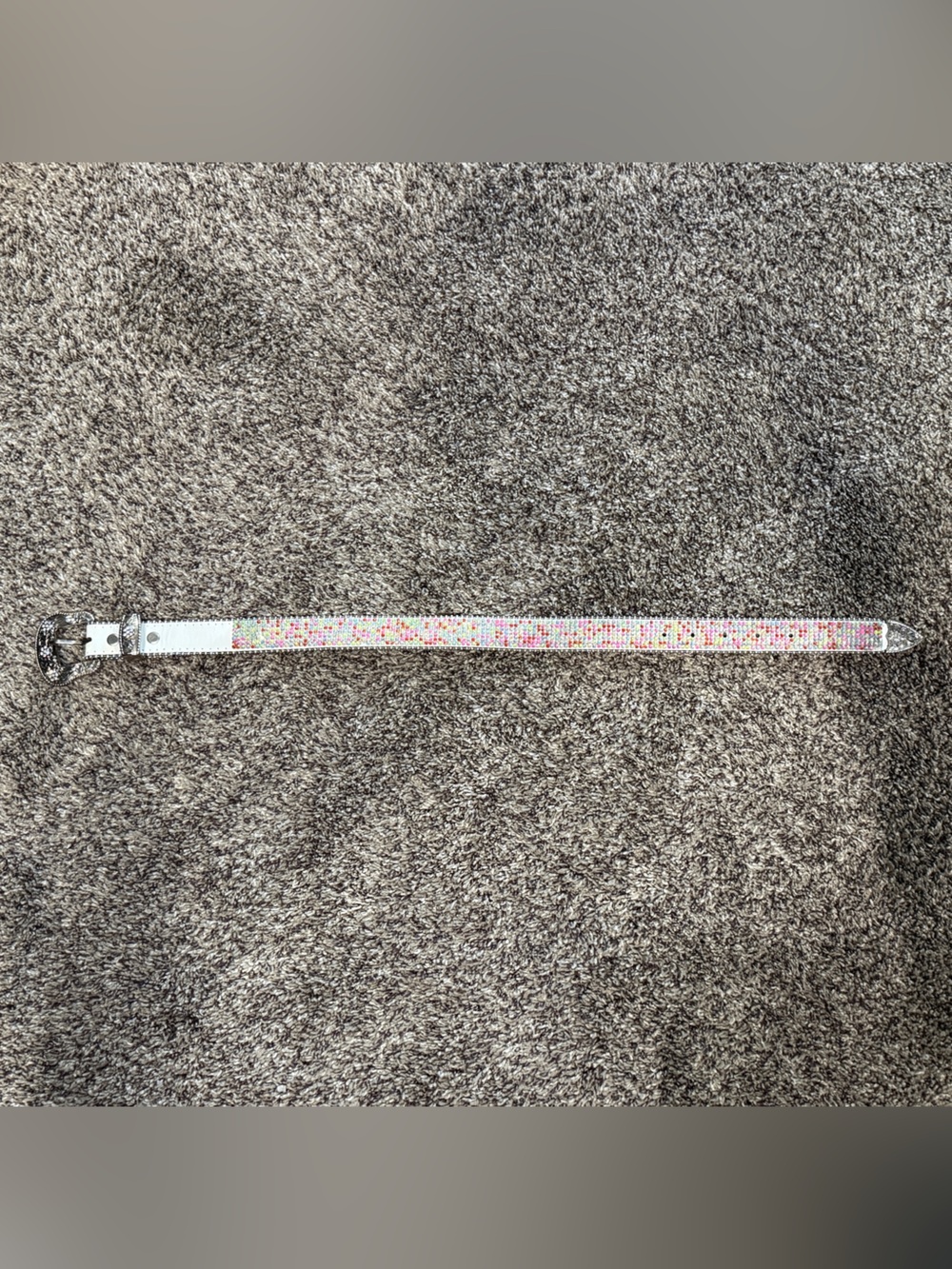Rhinestone Crystal Studded Belt - White Base with Multicolor Accents
